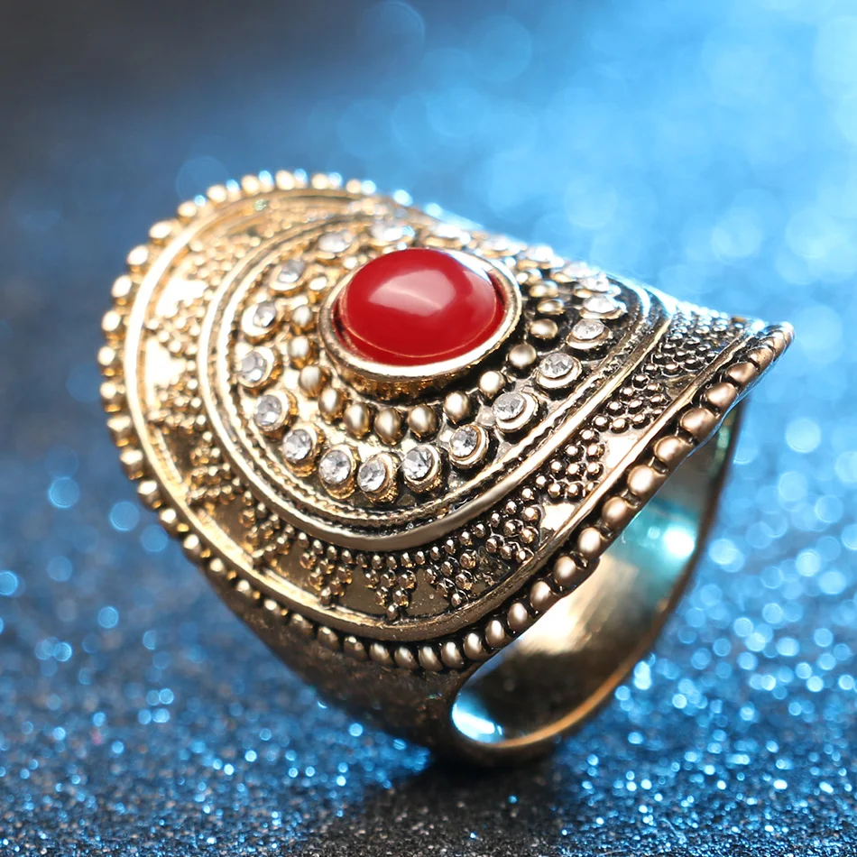 Женское Винтажное кольцо миди из красного золота с овальной мозаикой ювелирное