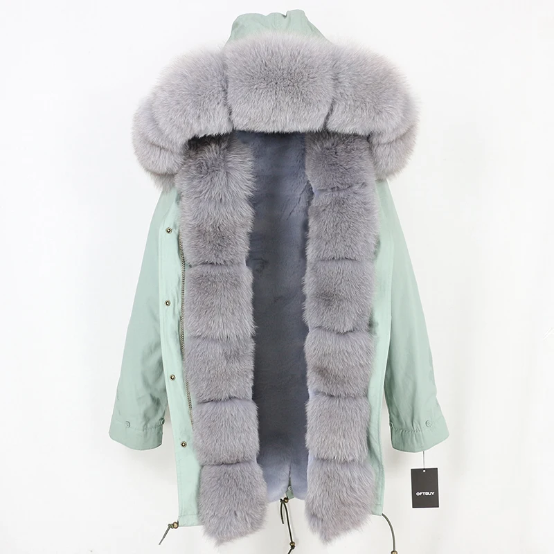 OFTBUY длинная парка, пальто с натуральным мехом, зимняя куртка для женщин, Воротник из натурального Лисьего меха, Толстая теплая брендовая Роскошная Съемная уличная одежда