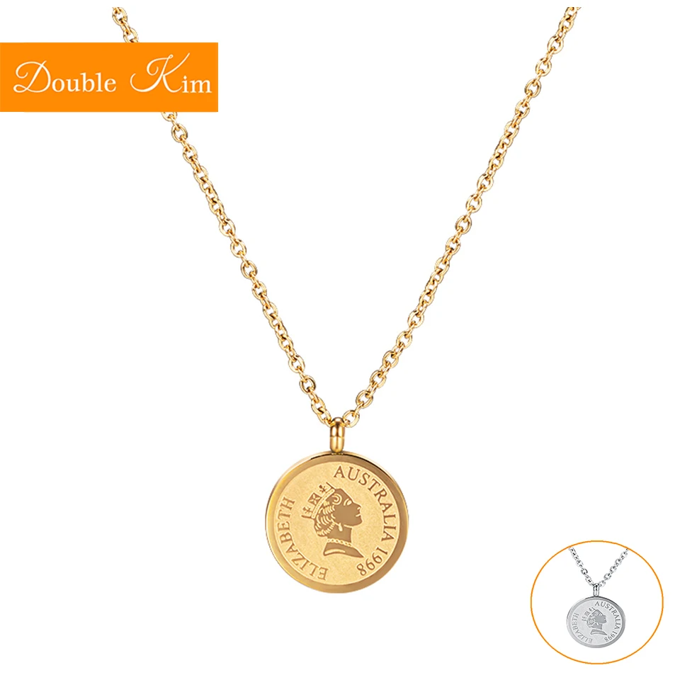 

Coin Pendant Necklace Gold Silver Color Titanium Stainless Steel Chain Necklace Fashion Trendy Women Jewelry Gift Dropshipping