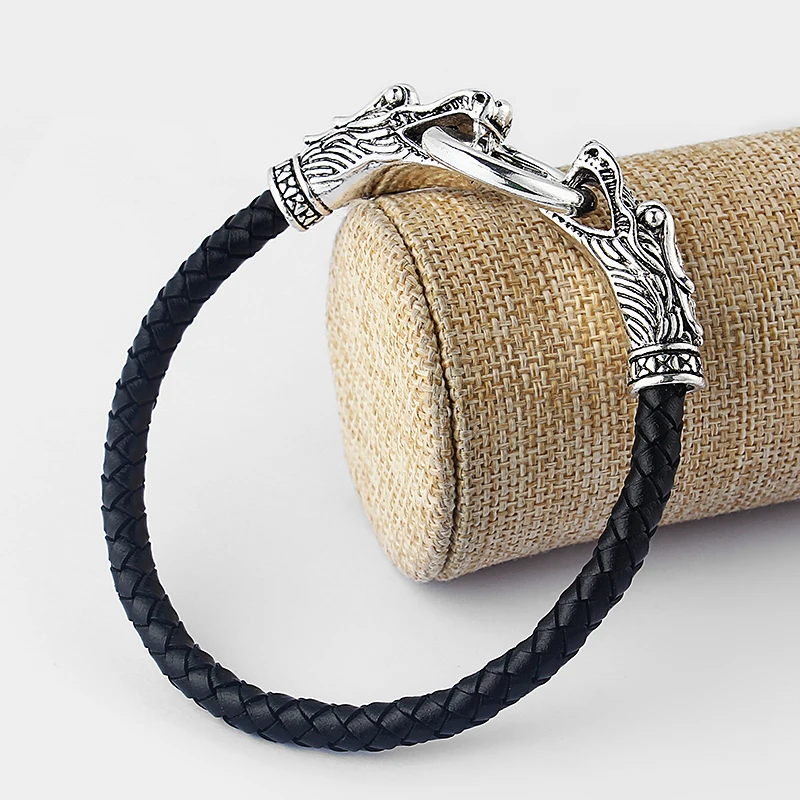Браслет из натуральной кожи параось дракона мужские браслеты в стиле панк