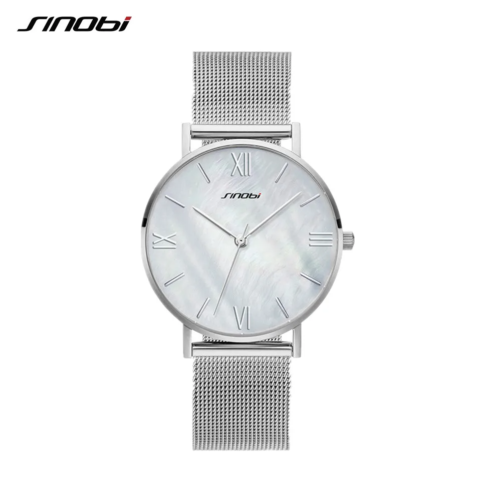 Sliver Strap SINOBI простые женские наручные часы золотой ремешок для часов верх календаря Элитный бренд Кристалл Кварцевые часы Женские наручные часы reloj mujer - Цвет: Sliver Strap
