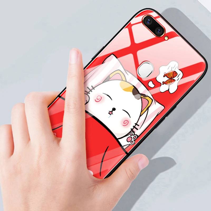 Милый мультфильм закаленное Стекло задняя крышка для OPPO R15 мечта зеркало