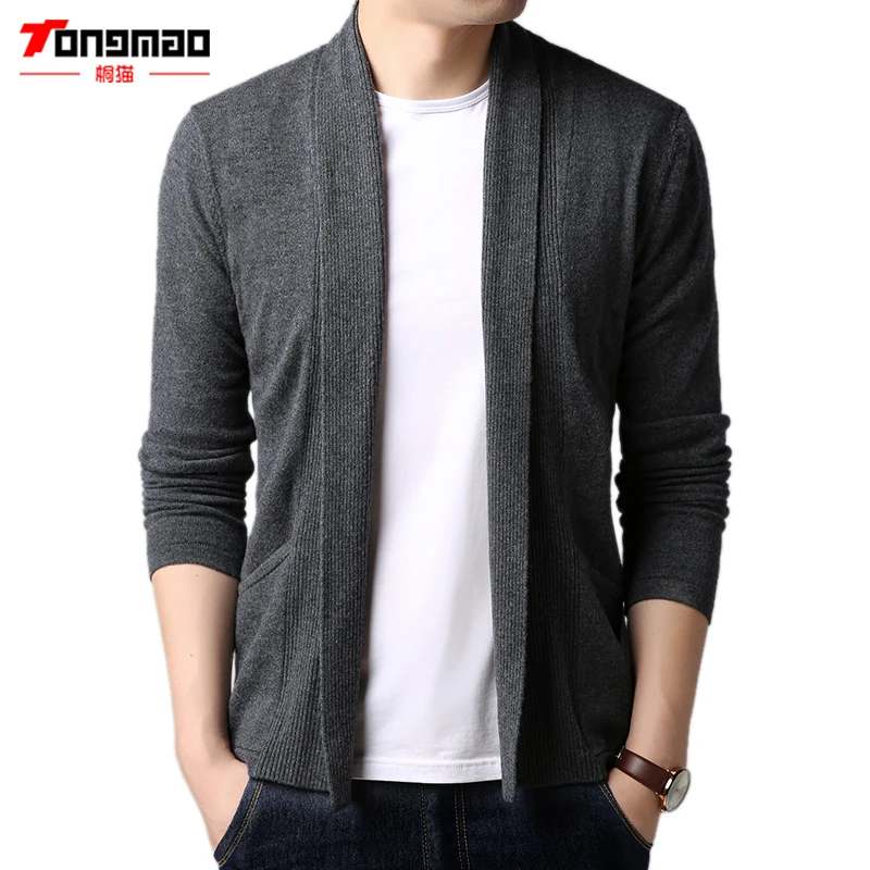 TONGMAO Mens Sweater Autumn Winter Casual Solid Color V-neck Knitted Cardigans Warm 100% Wool Slim Fit Male Pull Homme 6857 |