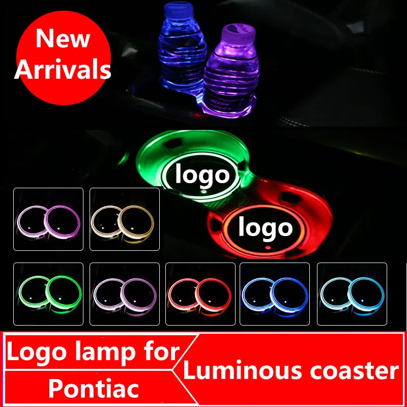 2X Автомобильный логотип светильник светодиодный держатель для напитков