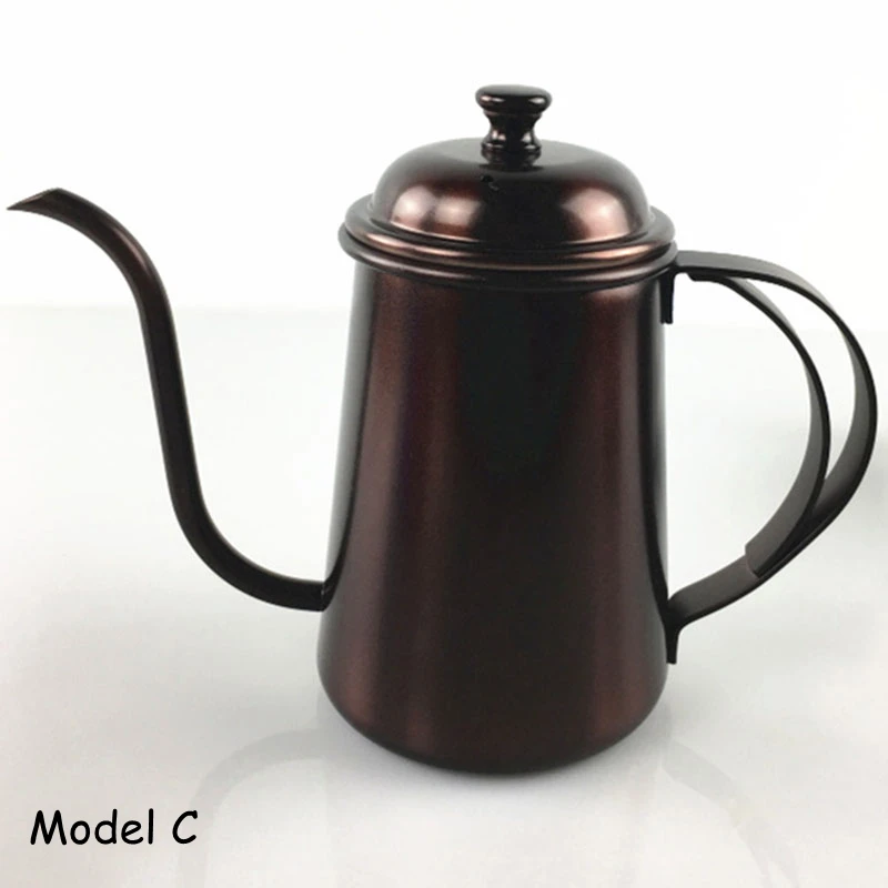Model C Кофейник с мелким горлышком, чайник, более узкая ручная тупая кастрюля, капельный заваренный кофейный фильтр, чайник, горшок 304 из нержавеющей стали, 650 мл - Цвет: Model C