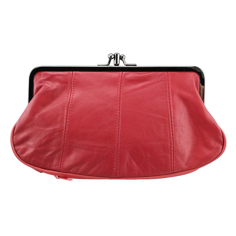 red32-16 NICOLE& CO, кошелек для монет из натуральной кожи, Женский кошелек из овечьей кожи, кошелек с металлическим замком, держатель для карт, кошелек на молнии, маленькая сумка - Цвет: red32-16
