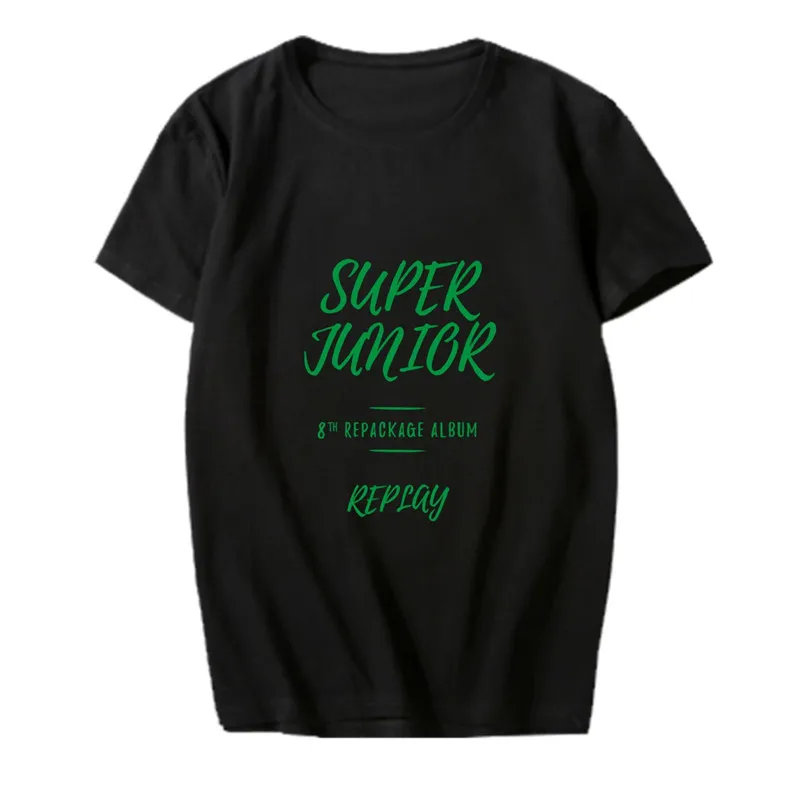 Хлопковая Футболка KPOP SUPER JUNIOR 8th Repackage с круглым вырезом в стиле хип-хоп футболки
