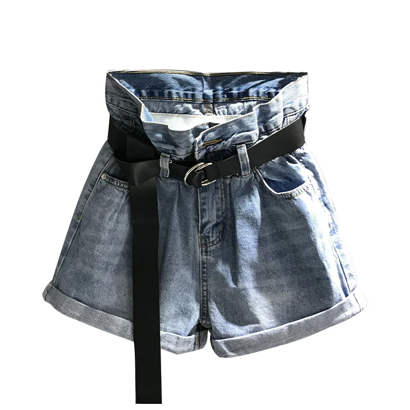 Женские джинсовые шорты с высокой талией повседневные свободные широкими