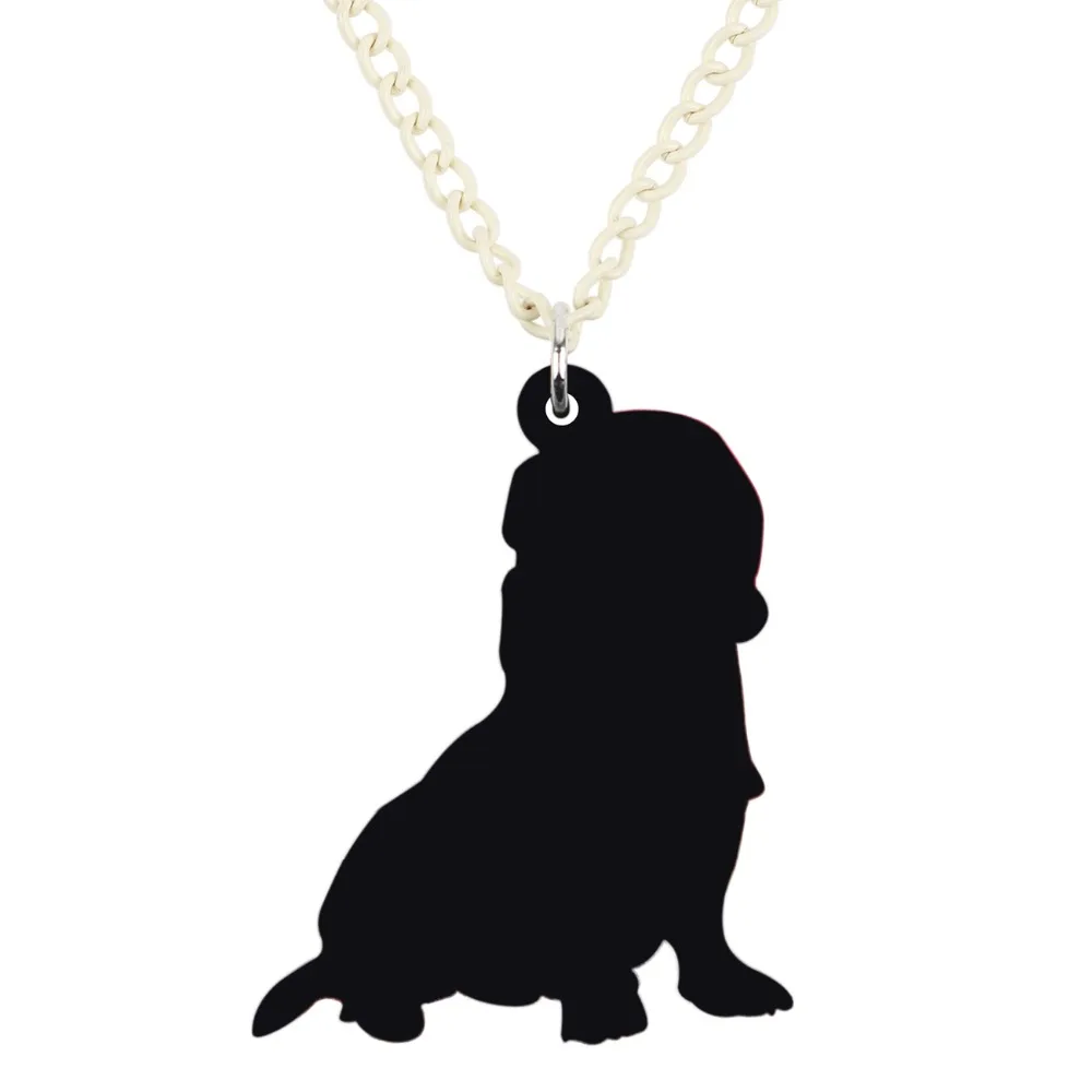 Bonsny Акриловая Рождественская шляпа Basset Hound подвеска для ожерелья собак цепочка