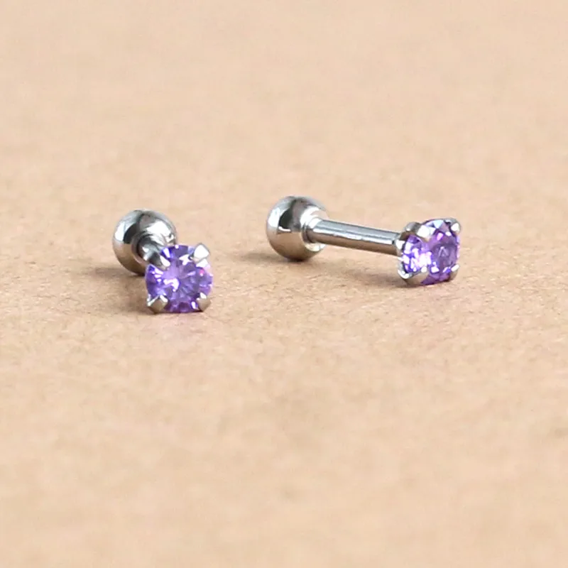 Титановые винтовые серьги гвоздики с 3 мм планкой из нержавеющей стали 316L не