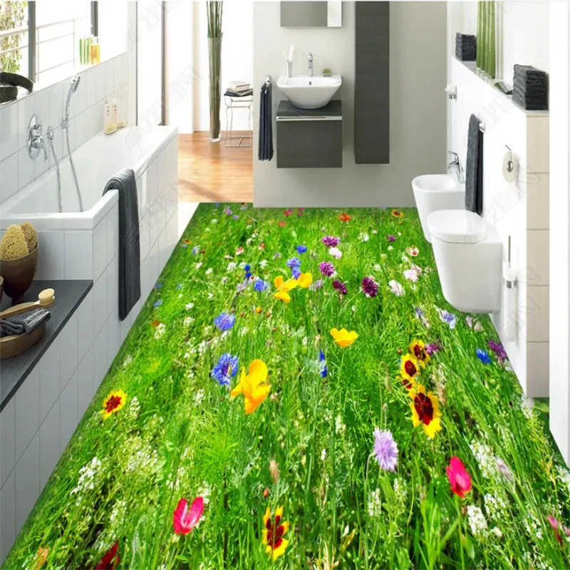 Фотообои Beibehang на заказ 3D Подсолнухи напольное покрытие для ванной фреска