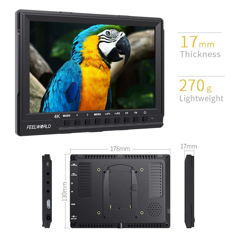 Online FEELWORLD FW760 7 Inch Kamera Feld Monitor 4K HDMI DSLR Video Unterstützen Full HD 1920x1200 IPS Bildschirm 1200:1 Hohe Kontrast Display