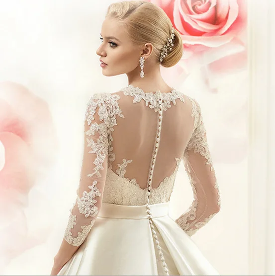 Vestidos Элегантные кружева свадебные платья 2020 размера плюс на заказ чистая спина