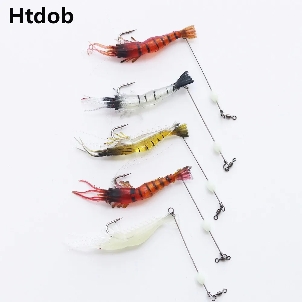 

Htdob 5Pcs Noctilucent Soft Shrimp Lures 3.9Inch 6G Luminous Artificial Silicone Bait Soft Fishing Lure Carp Fishing Tackle