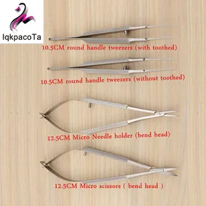 4pcsset ophthalmic microsurgical instruments 12.5cm scissors+Needle holders +tweezers stainless steel surgical tool