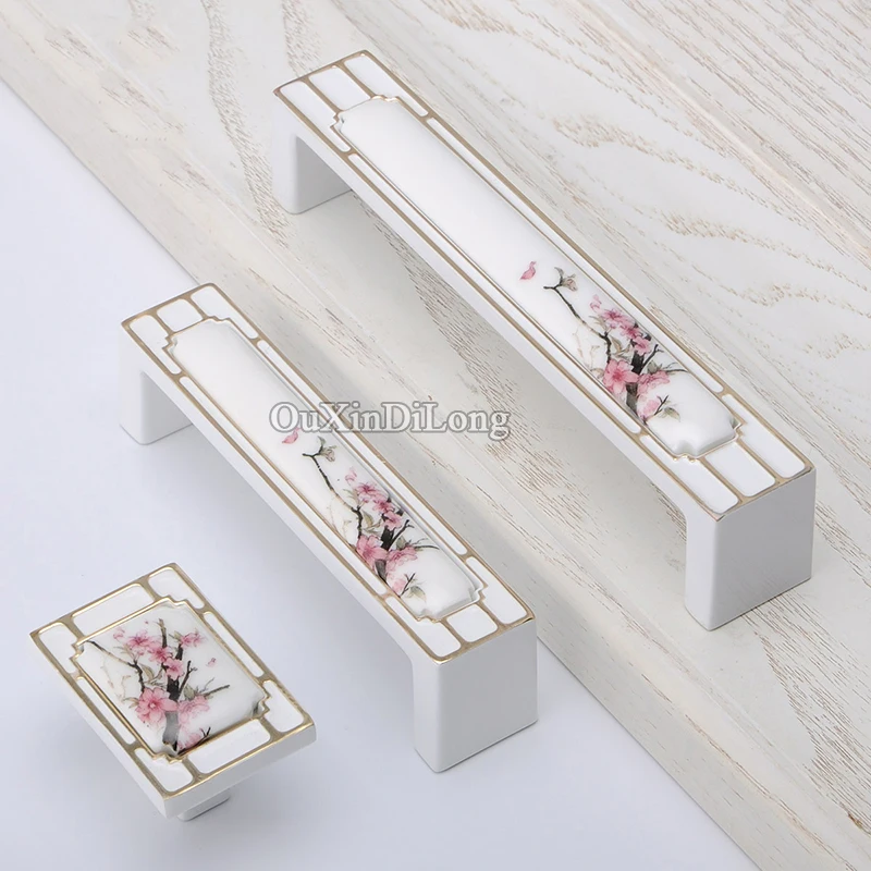 10 шт. Европейский керамический шкаф с принтом дверные ручки ящик для шкафа винный