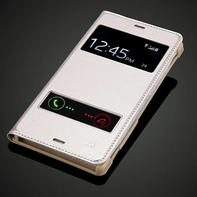Ультратонкий кожаный чехол для Sony Xperia Z3 z3 D6603 D6653 с двумя окнами Флип чехол|case for sony
