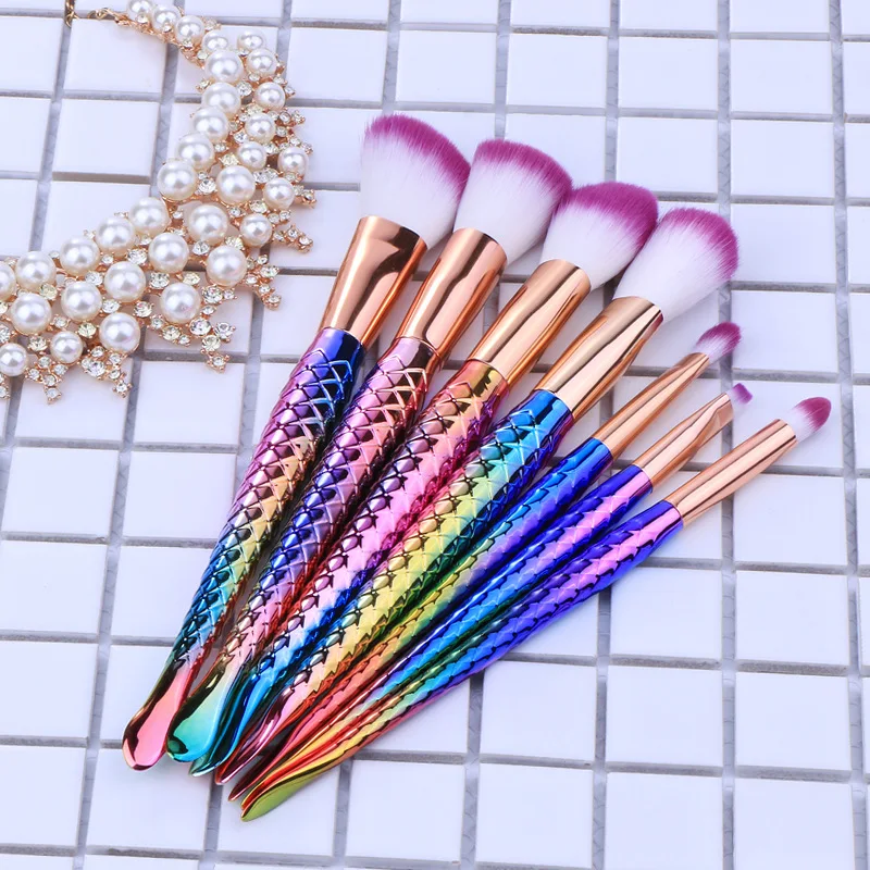 7 шт. Русалка Расчёски для волос Контур Blending Основа Косметическая пудра век Make Up