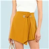 SHEIN уплотнительное кольцо поясом Асимметричная обертка шорты на молнии Fly элегантный Для женщин летние шорты Шорты с высокой талией