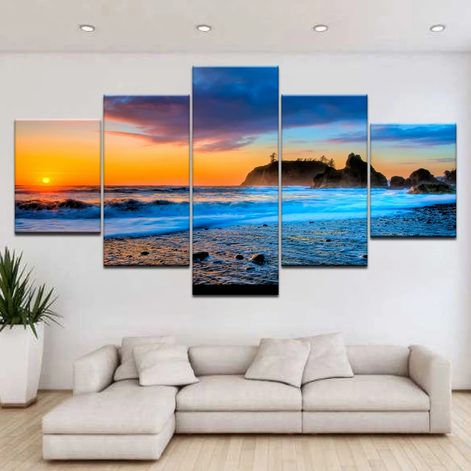 Модульная Настенная картина 5 шт. настенный постер на холсте с изображением пляжа