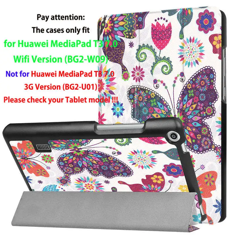 picture 10 Модный чехол для девочек huawei MediaPad T3 7,0 BG2-W09, смарт-чехол из искусственной кожи, чехол для планшета Honor Play Pad 2 7,0, кожа+ пленка+ ручка - Цвет: picture 10