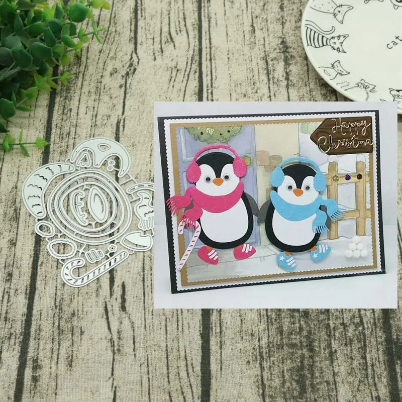 Penguin Metal Cutting Dies Stencils For Card Making Decorative Embossing Suit Paper Cards Stamp DIY