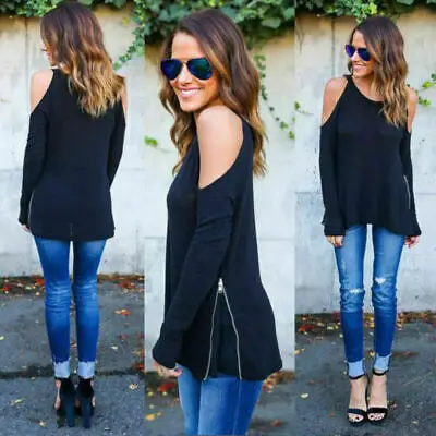 UK женский свитер с открытыми плечами и вырезом лодочкой длинными рукавами блузка