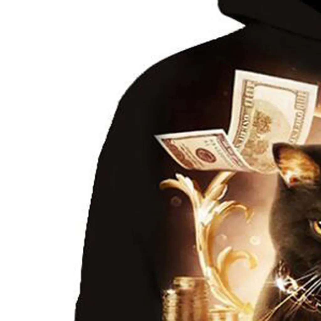 Толстовка с капюшоном и 3D принтом в виде кота Свободный Повседневный свитер