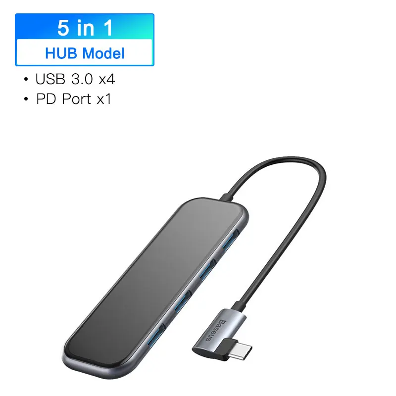 Baseus мульти концентратор USB Type C до 3,0 HDMI RJ45 usb-хаб для MacBook Pro USB C концентратор для iWatch беспроводной зарядный адаптер USB разветвитель - Цвет: USB Model
