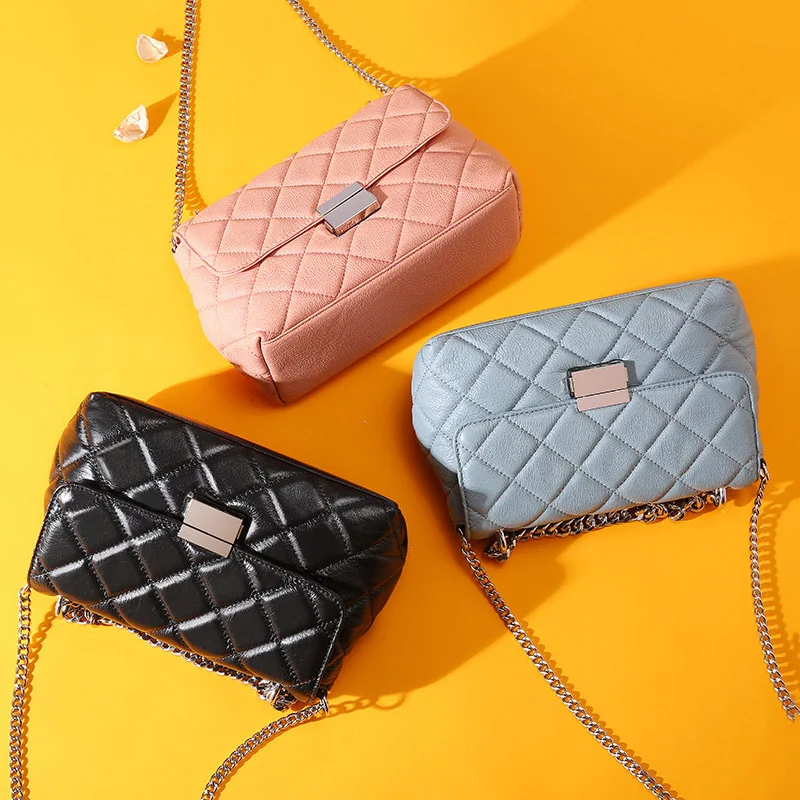 Новинка женская маленькая кожаная сумка через плечо с ароматом ребристая на