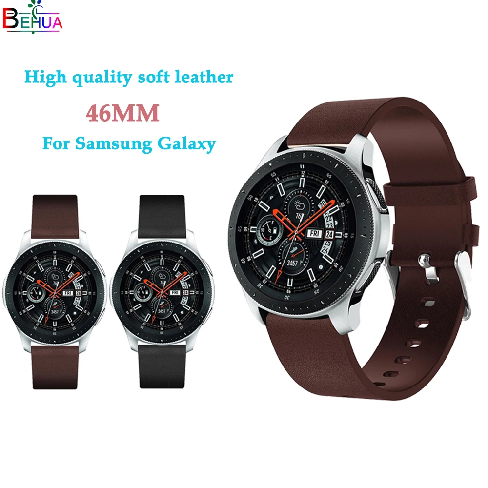 Ремешок для часов Galaxy 46 мм кожаный мягкий браслет Samsung Gear S3 сменный оригинальный