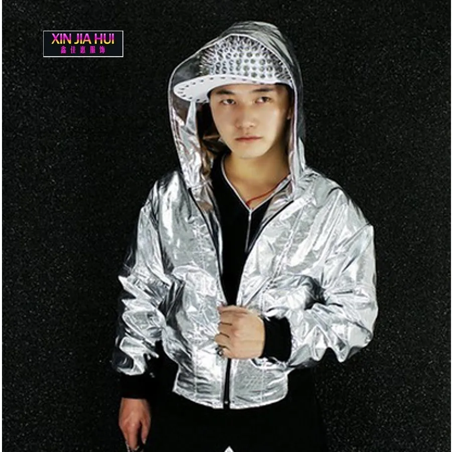 Серебряная Одежда Набор Джаз Толстовка в стиле &quotхип хоп&quot блестящий металлик