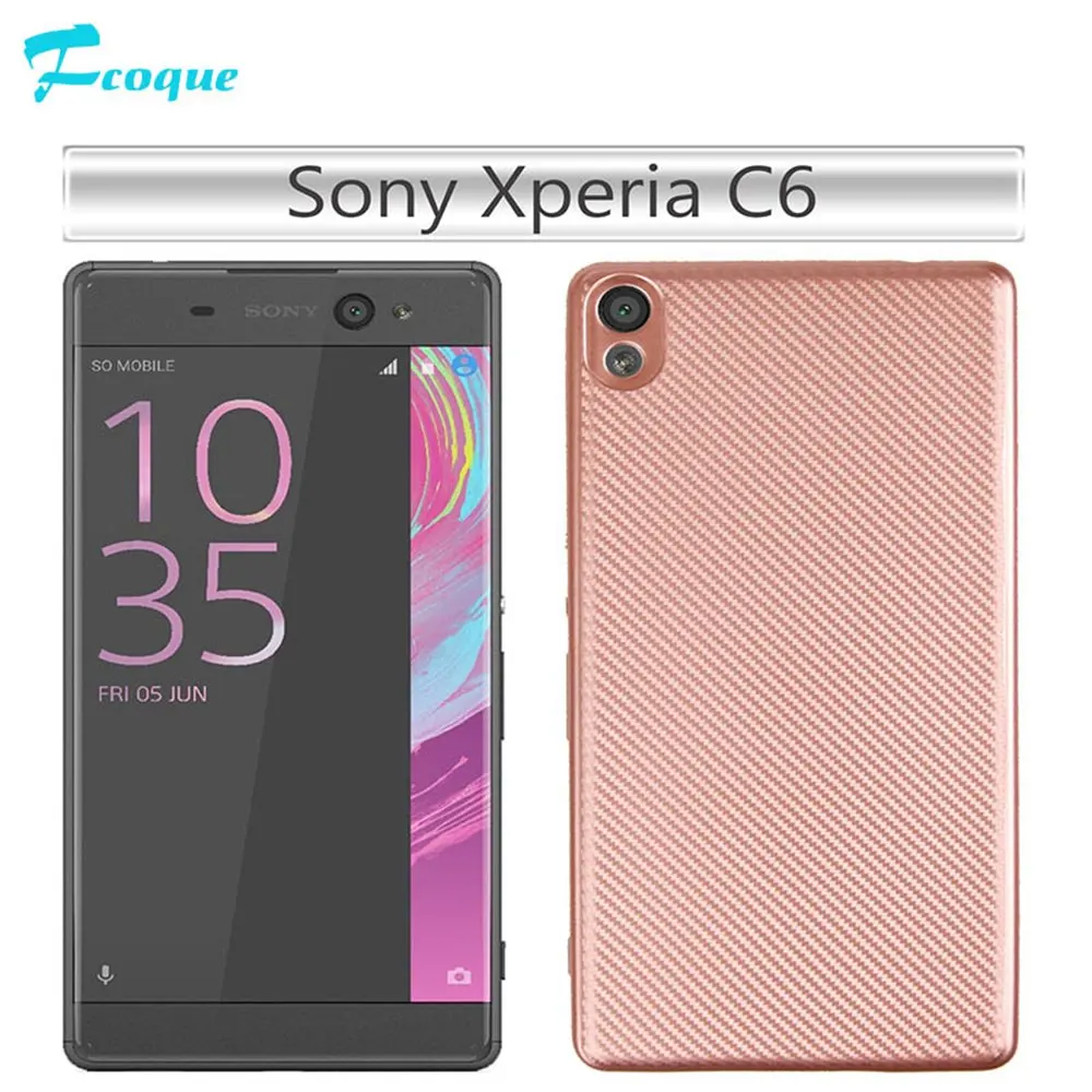 Fcoque химическое Волокно Телефон чехол для Sony Xperia C6 6.0 дюймов Роскошные углеродного