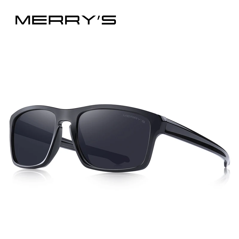 C01 Black MERRYS дизайнерские мужские классические поляризационные солнцезащитные очки, мужские спортивные очки для рыбалки, зеркальные очки Spuare, защита UV400, S3012 - Цвет линз: C01 Black