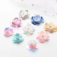 high quality 3d handmade sequins beads flower applique patches for hair clip bags brooch dress embroidery diy sewing accessories