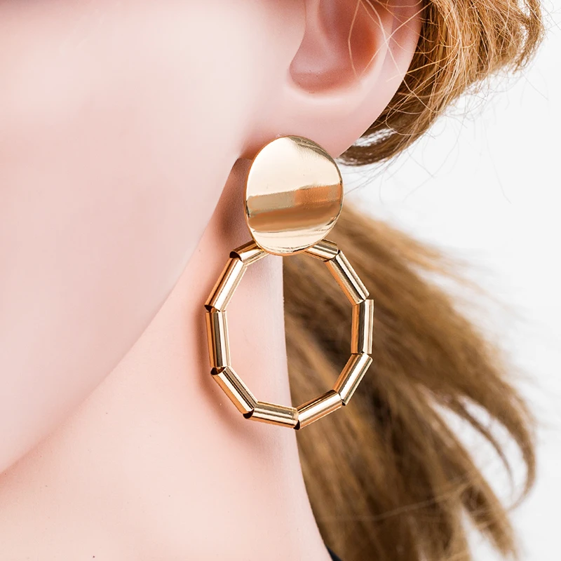 Individual Bamboo Irregular Round Earrings Exaggerated Sequins Combination Big Fashion Creative Jewelry | Украшения и аксессуары
