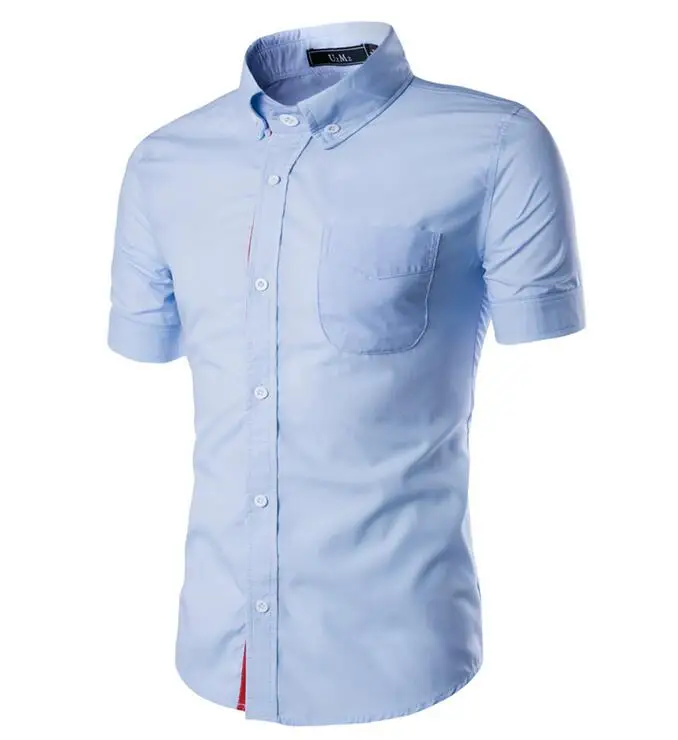 new Summer mens short sleeve shirts slim Fit Camisa Masculina Casual Dress shirt Soical Fashion dress casual Chemise homme | Мужская