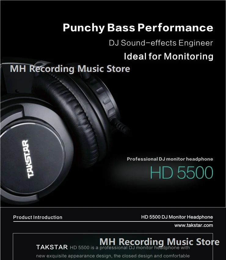 Монитор студийные наушники Takstar HD5500 динамический 1000mW мощный HD наушники с шумоподавлением Pro DJ гарнитура auriculars