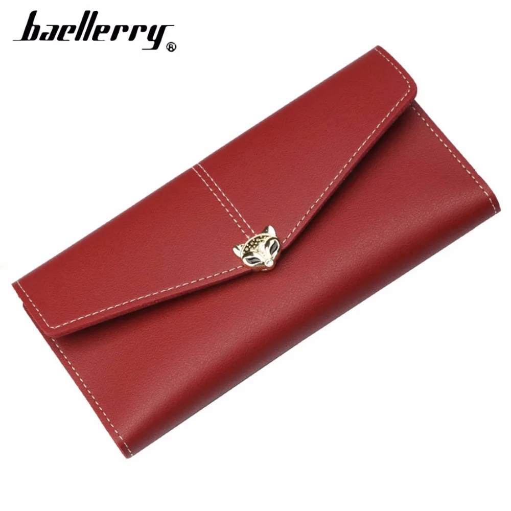 2018 кошельки для женщин baellerry Fox длинный PU кожаный красный женский кошелек карман