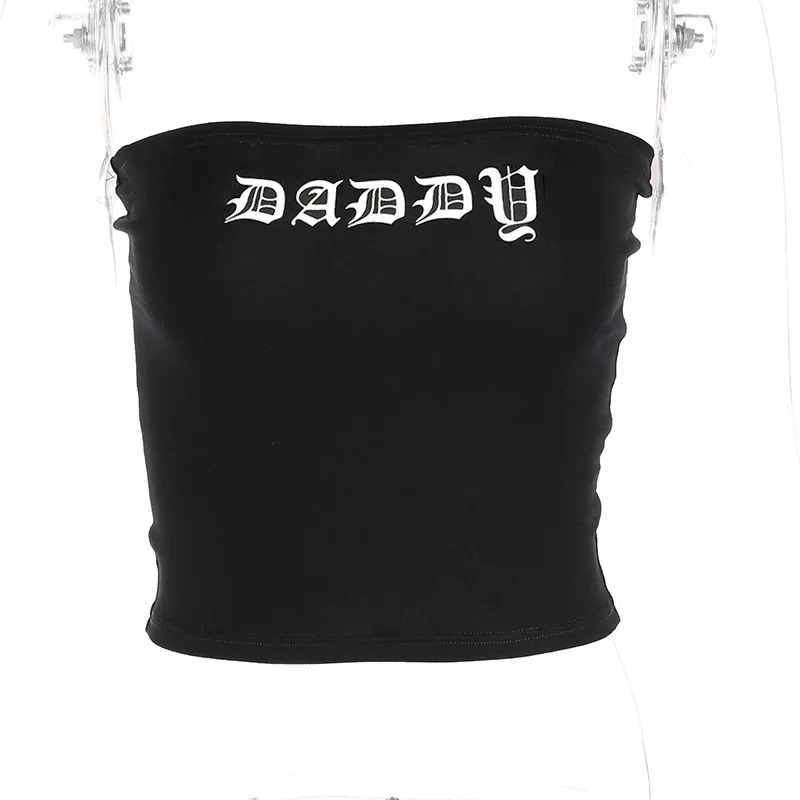 2 colors tops 2018 sexy hiphop punk rok style letters print cropped short tight crop top women tube | Женская одежда