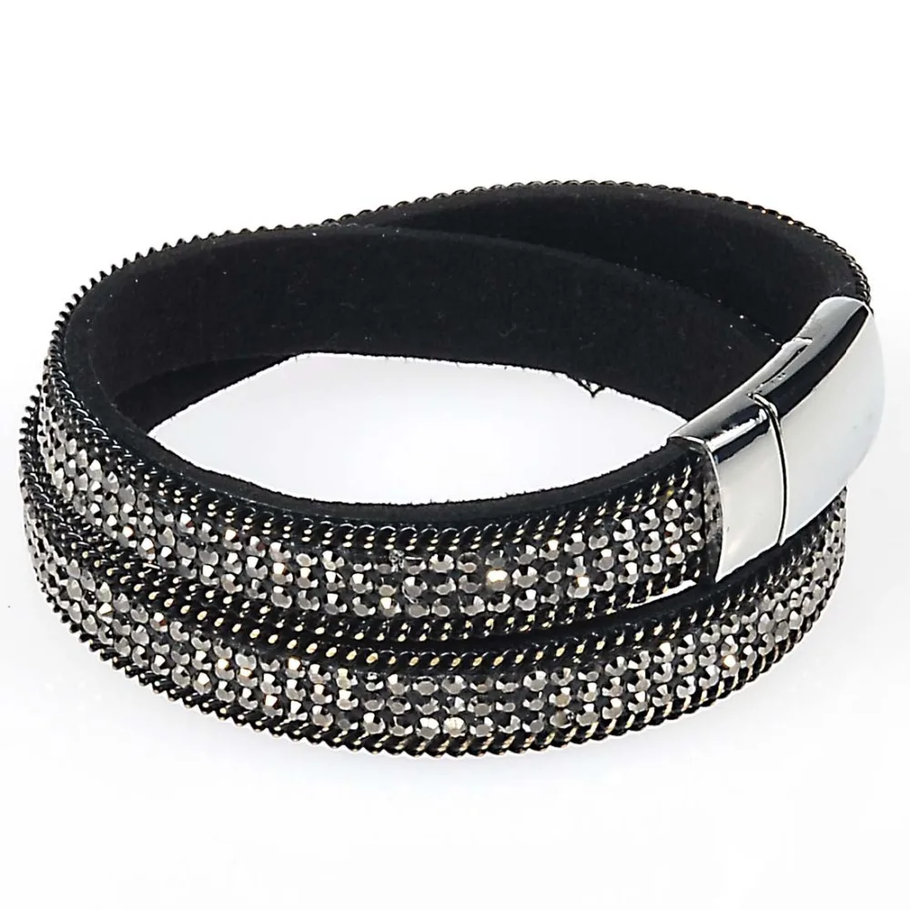 Женский двойной браслет с кристаллами замшевая кожа|leather wrap|double wrap braceletwrap bracelet |