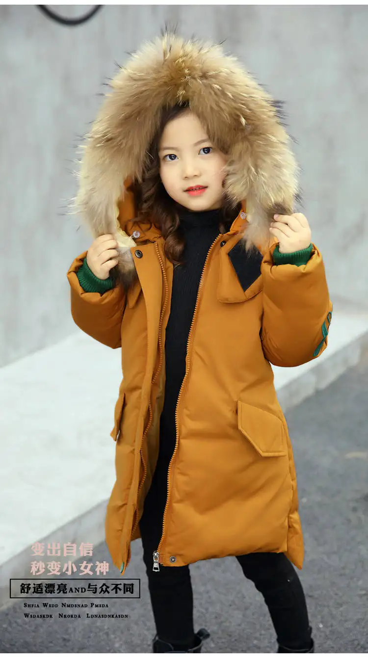 

Girl Kids Winter Coat Thick Warm Big Fur Hoodies Coats Jakcets Girls Children Cotton Padded Overcoat Clothes