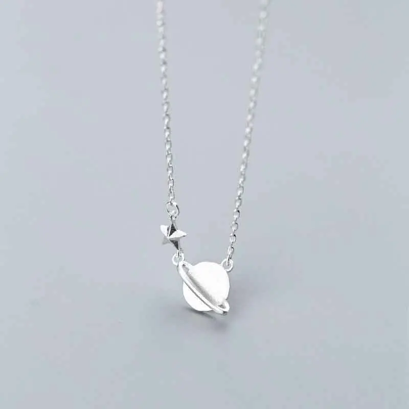 Silver TOYOOSKY, 925 пробы, серебряная планета, ожерелье, модное, милое, цепочка, личность, темперамент, Сатурн, кулон, ожерелье, элегантные Colar - Окраска металла: Silver