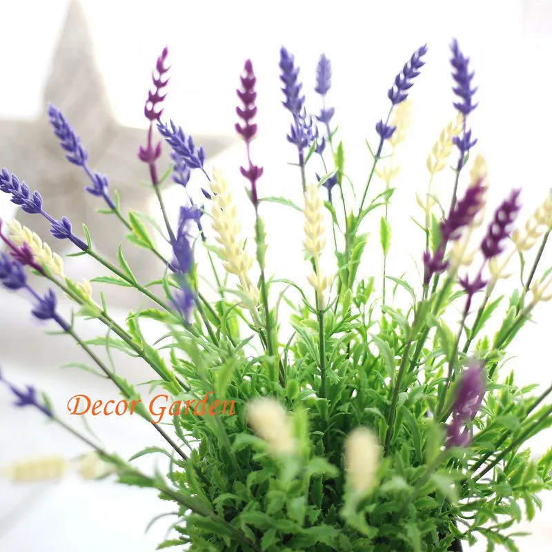 4Color Single Artificial Silk Lavender Lavandula Angustifolia Green Plant Grass For DIY Flower Bouquet Home Wedding Decoration | Дом и сад