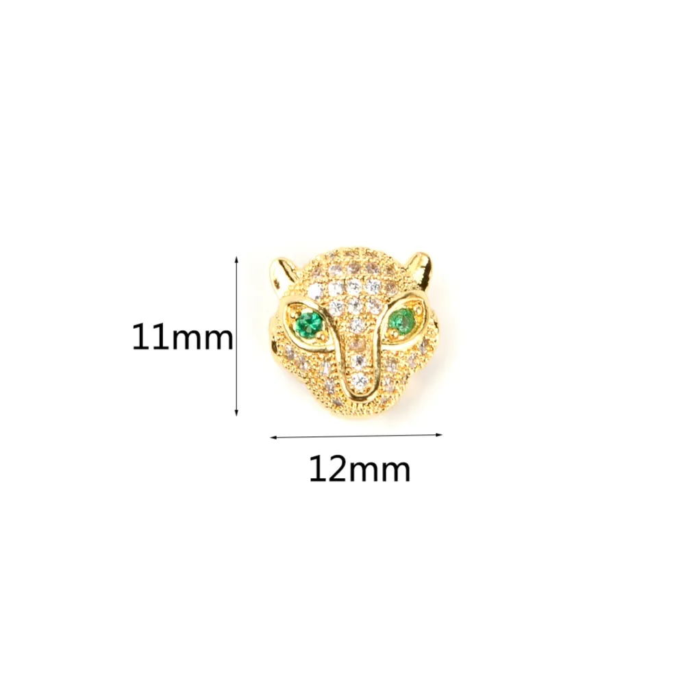 

Wholesale Gold CZ Micro Pave Leopard Head Beads for Jewelry Making DIY Copper Spacer Beads fit Bracelet Jewelry Accessories
