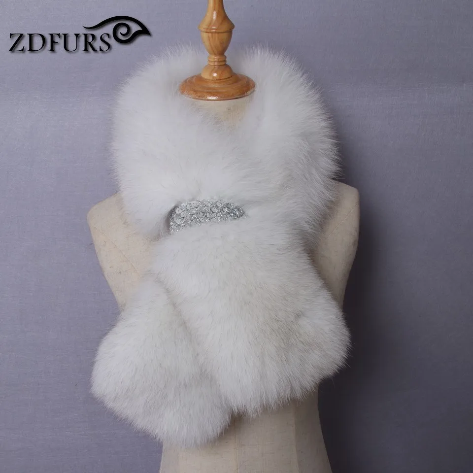 ZDFURS* Зимний натуральный Лисий мех шаль модный воротник длинный меховой шарф женский лисий мех кольцо украшение пальто меховой воротник - Цвет: blue fox