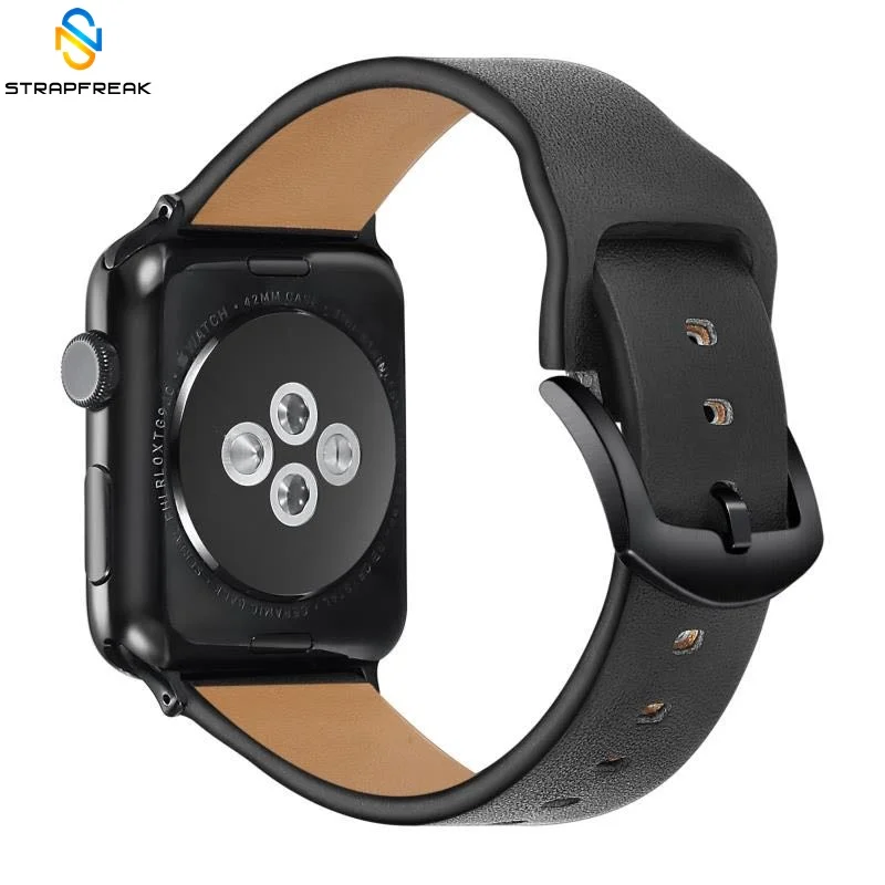 Ремешок для часов из натуральной кожи Apple Watch Series 4 3 2 1 золотой черный браслет с