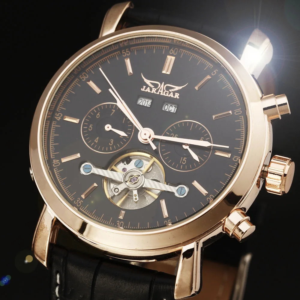 

JARAGAR Calendar Tourbillon Auto Mechanical Men Watches Top Brand Luxury Automatic Wristwatch Clock erkek kol saati Montre Homme