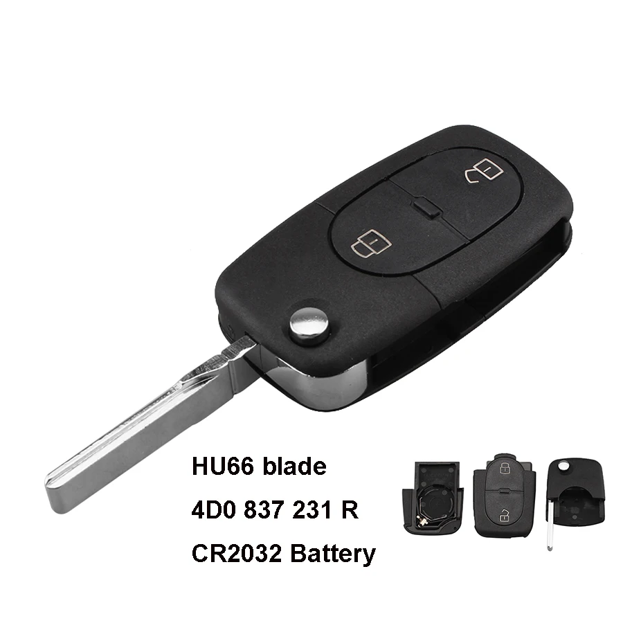 2 кнопки раскладной чехол для ключа с дистанционным управлением Подходит Audi A2 A3 A4