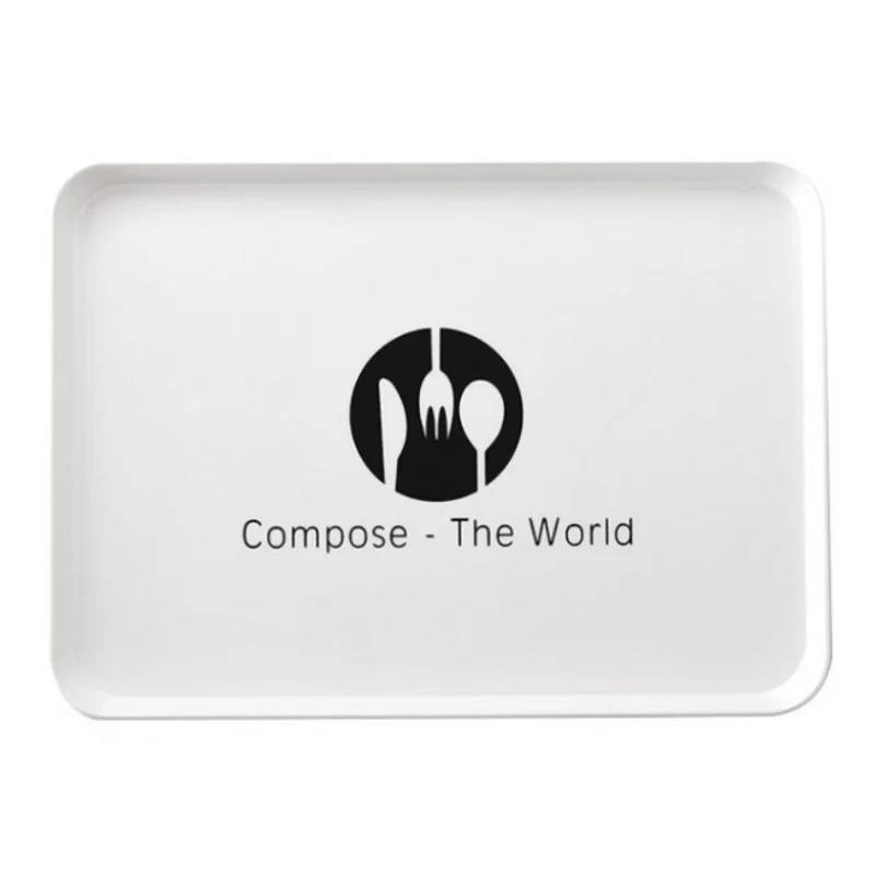 Домашняя пластиковая тарелка прямоугольная Бытовая простая для хлеба завтрака